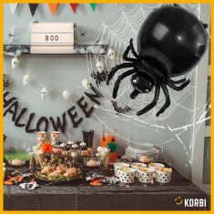 Korbi Velik folijski balon – strašen pajek | halloween okrasitev za zabave (črn)