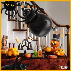 Korbi Velik folijski balon – strašen pajek | halloween okrasitev za zabave (črn)