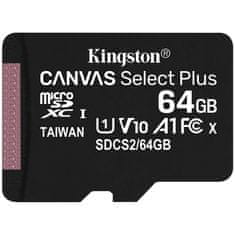 shumee KINGSTON 64GB microSDXC Canvas Select Plus 100R A1 C10 posamezni paket brez ADP-ja
