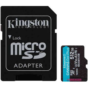shumee Pomnilniška kartica Kingston Canvas Go Plus Gen4 512GB 200MB/s A2 U3 V30 microSDXC + adapter