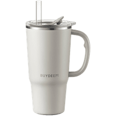 shumee BUYDEEM 700ml termo skodelica s slamico, model DS57, ovsena kaša bela