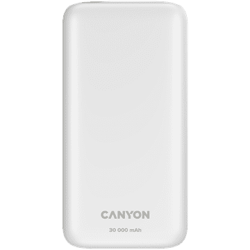 shumee Zunanja baterija CANYON PB-301 LED 30.000 mAh PD 20 W QC 3 Bela