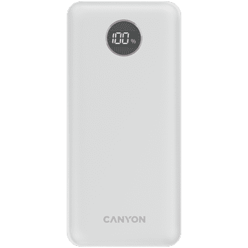 shumee Zunanja baterija CANYON PB-2002 LED 20.000 mAh PD 20 W QC 3 Bela