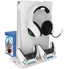 shumee CANYON CS-5 RGB večnamensko stojalo za PS5, 2-v-1 polnjenje in hlajenje, belo