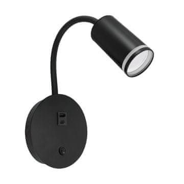 Ideus Svetilka 1xGU10 za LED IP20 s stikalom ZULA WLL + USB črna