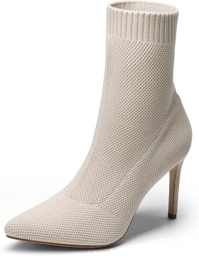 shumee SANJSKI PAR Ženski pleteni gležnjarji z visoko peto št. 41 BEŽ, nedrseči