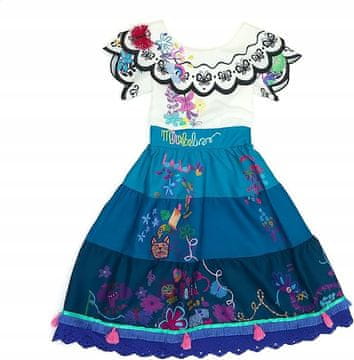 shumee Otroška kostumska obleka Mirabel Encanto Disney z vezenimi aplikacijami 128