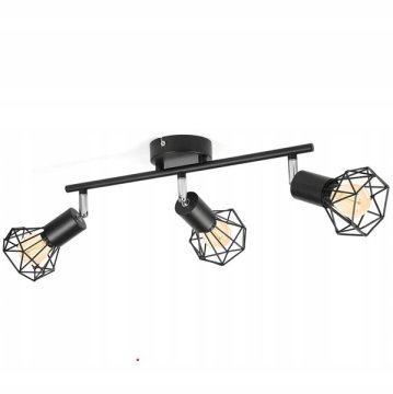 shumee Diamantna LED stropna svetilka 3 svetlobni viri črne barve 350 stopinj 3 žarnice E14