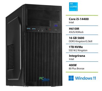 PCplus e-office namizni računalnik, i3-14100, 16GB, SSD1TB, W11H (148177)