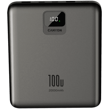 shumee Zunanja baterija CANYON PB-2008 LED Flat 20.000 mAh PD100W QC3 Graphite