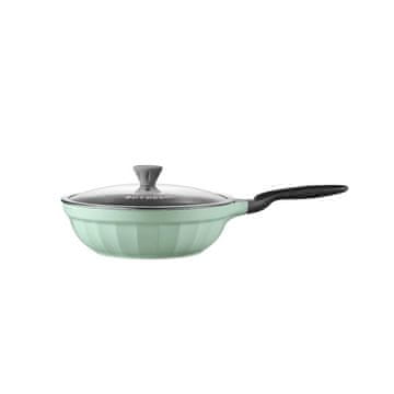 shumee BUYDEEM Aluminijasta ponev s steklenim pokrovom in nelepljivim premazom, 30 cm, model CP102, prijetno zelenkasta