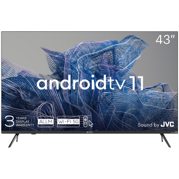 shumee KIVI 43' LED TV, UHD, Android TV, 3840x2160, 60 Hz, JVC zvok, 2x12 W, BT 5.1, HDMI, črne barve