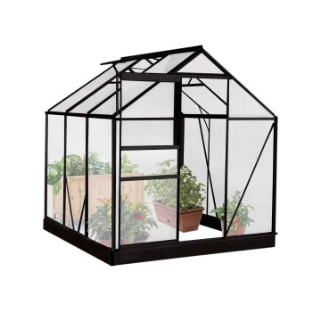 shumee Rastlinjak iz polikarbonata 190 x 190 x 195 cm, aluminijast okvir, črne barve