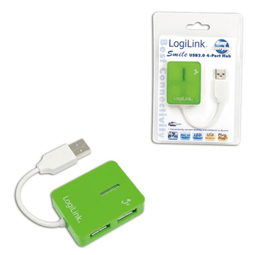 LogiLink | USB 2.0 vozlišče s 4 vrati, nasmeh, zeleno