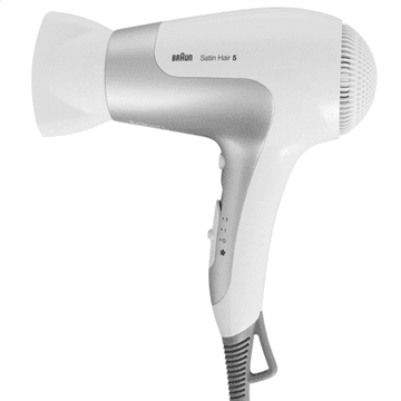 shumee Braun | Sušilnik za lase | Satin Hair 5 HD 580 | 2500 W | 3 temperaturne nastavitve | Funkcija ionov | Bela/srebrna