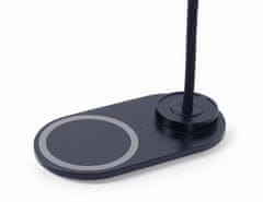 shumee Namizna svetilka Gembird z brezžičnim polnilnikom, črna, hladna, topla, naravna temperatura 2893–7072 K, za telefon ali tablico z vgrajenim brezžičnim polnjenjem Qi.