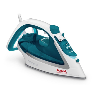 shumee Parni likalnik TEFAL FV5718 z močjo 2500 W ima 270 ml rezervoar za vodo. Neprekinjen izpust pare je 45 g/min, dodatni parni curek pa doseže 195 g/min. Na voljo v modri in beli barvi.