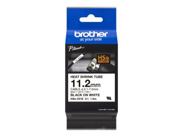 shumee Brother | HSe-231E | Termoskrčljivi trak | Termo | Črn na belem | Rola (1,12 cm x 1,5 m)