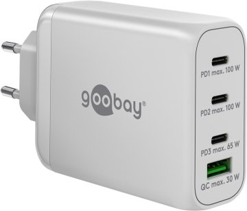 shumee Večportni hitri polnilnik Goobay 65556 USB-C PD (100 W), bel Goobay