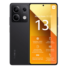 shumee Xiaomi Redmi Note 13 v grafitni barvi, 6,67"", AMOLED, 1080 x 2400 px, procesor Mediatek Dimensity 6080, 8 GB RAM-a, 256 GB pomnilnika, dve SIM kartici, 4G/5G, glavna kamera 108+8+2 MP