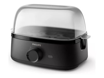 shumee Philips HD9137/90 Kuhalnik za jajca, 400 W, 6 jajc, Poacher, Trasper pokrov, temno črna | Philips