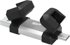 shumee Silicon Power dvojni USB ključek | Mobile C51 | 128 GB | USB tipa A in USB tipa C | srebrn