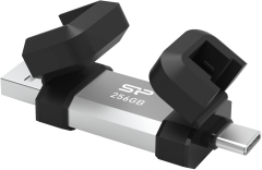 shumee Silicon Power dvojni USB ključek | Mobile C51 | 256 GB | USB tipa A in USB tipa C | srebrn