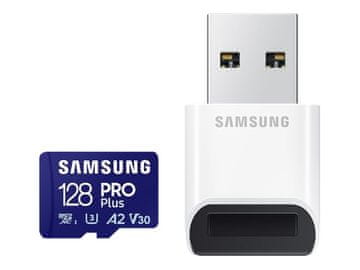 shumee SAMSUNG 128GB PRO Plus MicroSD kartica z SD adapterjem, modra | Samsung