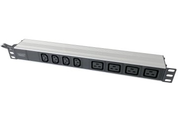 shumee Aluminijasta PDU 1U, montaža v rack, 4x C13, 4x C19, 2x 16A vtič, 250VAC 50/60Hz odprt konec | DN-95423