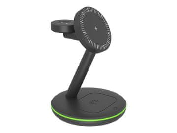 shumee Brezžično polnilno stojalo Icy Box IB-SH102-CH, magnetno, za mobilni telefon, slušalke in pametno uro, plastično