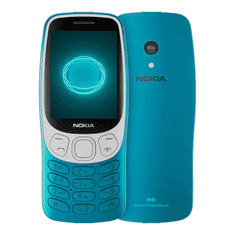 shumee Nokia | 3210 4G (2024) | Scuba Blue | 2,4" | 128 MB | 64 MB | Dvojna SIM kartica | Bluetooth | 5.0 | USB tipa C | 2 MP glavna kamera | 1450 mAh