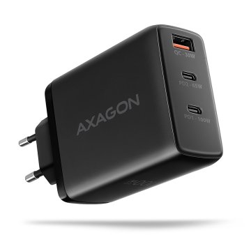 shumee Stenski polnilnik AXAGON GaN, 3x vrata (USB-A + 2x USB-C), PD3.0/PPS/QC4+/SFC2.0/AFC/SCP/FCP/Apple, 100 W | ACU-DPQ100