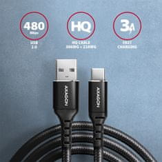 shumee AXAGON Podatkovni in polnilni kabel USB 2.0, 1 m | BUCM-AM10AB | USB-C je USB-A