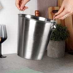 Artemis Veliko vedro za led za ledene steklenice šampanjca, vina, alkohola, vodke, jekla