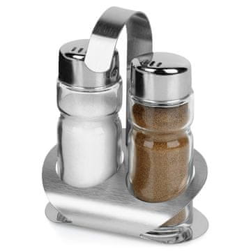 shumee Set za sol in poper. Stekleno stojalo za začimbe