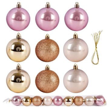 shumee Nezlomljive roza kroglice za božično drevo 6 cm 9 kosov.
