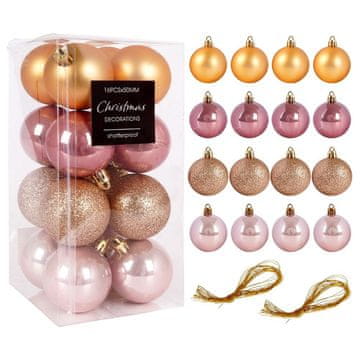 shumee Nezlomljive roza kroglice za božično drevo 5 cm 16 kosov.