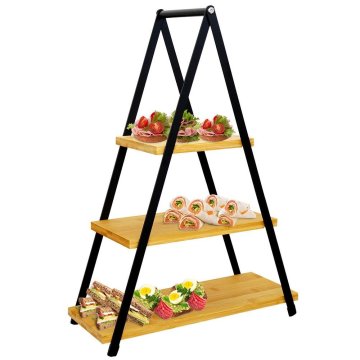 shumee 3-nadstropni bambusov pladenj 38x16,5x53 cm