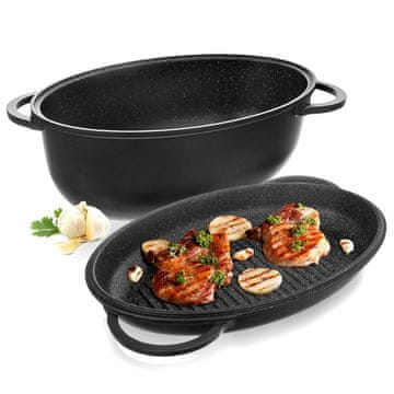 Orion Granitni pekač s pokrovom 2v1 GRANDE 10 l, 43x28 cm