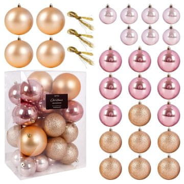 shumee Nezlomljive roza kroglice za božično drevo 6-10 cm 26 kosov.