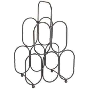 shumee Črno kovinsko stojalo za vino za 5 steklenic, 27 x 40,5 cm