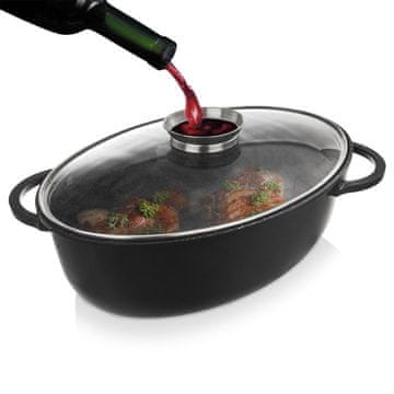 shumee Granitna ponev za pečenje s pokrovom, ovalna, GRANDE, 8 l, 45 x 27,5 cm