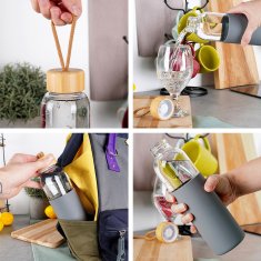 shumee Steklenica za pijačo, voda, sok, limonada, koktajl, steklenica za smuti, 0,5 l