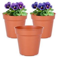 Artemis 3x rjav plastični vrtni lonček za rastline, rože, zelišča 13x12 cm