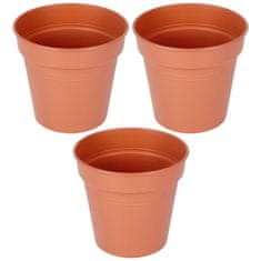 Artemis 3x rjav plastični vrtni lonček za rastline, rože, zelišča 13x12 cm