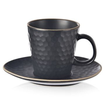 Orion Črna keramična skodelica s krožnikom za espresso kavo TEA TIME 95 ml