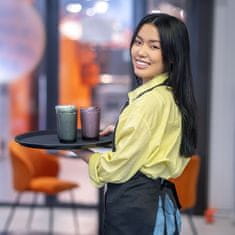 shumee Nedrseč natakarski pladenj za nošenje v restavracijah okrogel črn