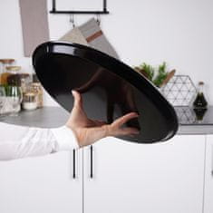 shumee Nedrseč natakarski pladenj za nošenje v restavracijah okrogel črn