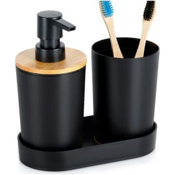 shumee Dozirnik za tekoče milo, gel, zobna ščetka, skodelica, zobna pasta, kopalniški set