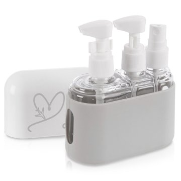 shumee Stekleničke, potovalne posodice za kozmetiko v 4-delnem etuiju.